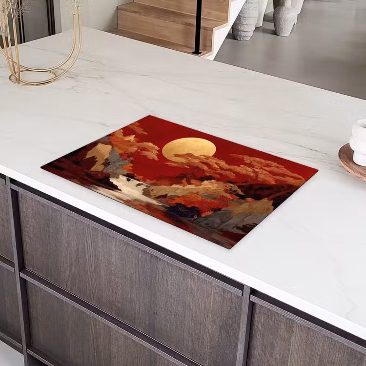 Volle maan - Landschap - Waterval Inductie beschermer vinyl 3mm klein -sfeer8