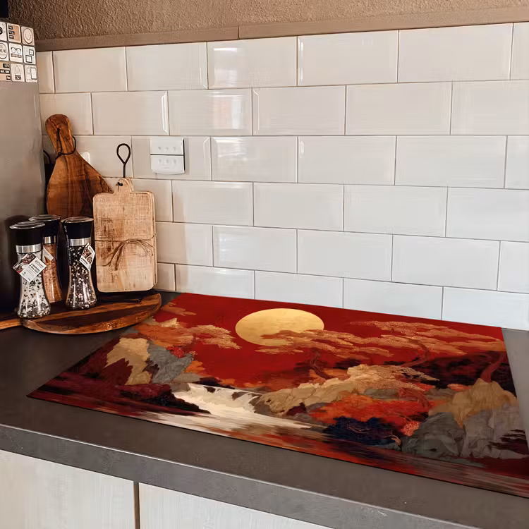 Volle maan - Landschap - Waterval Inductie beschermer vinyl 3mm klein -sfeer3