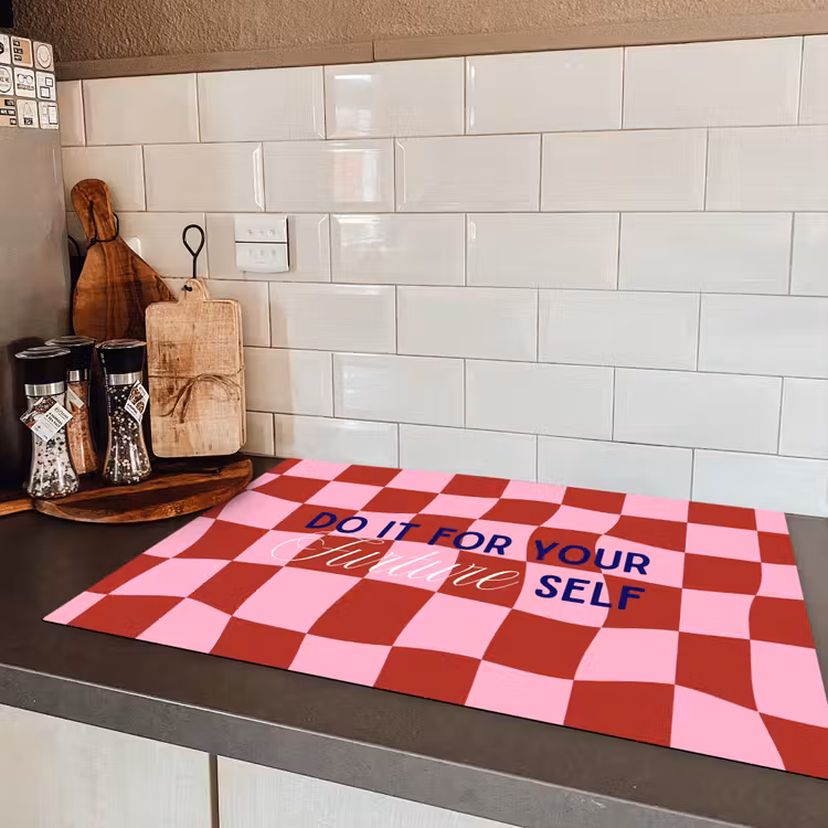 Furture - Geblokt - Rood Inductie beschermer vinyl 3mm klein -sfeer3