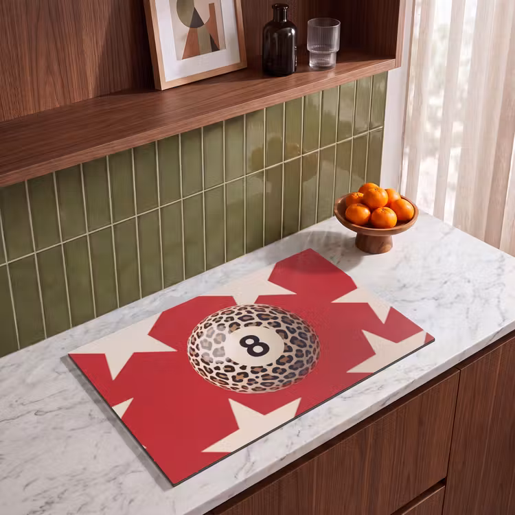 Spel - Dierenprint - Nummer 8 - Modern - Rood Inductie beschermer vinyl 3mm klein -sfeer8