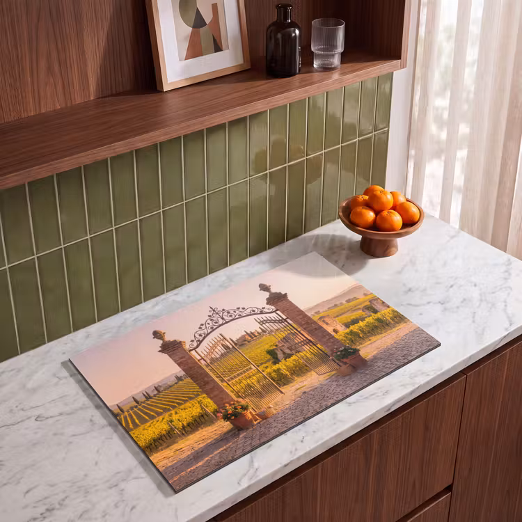 Poort - Landschap - Platteland - Zonlicht - Warm Inductie beschermer vinyl 3mm klein -sfeer8