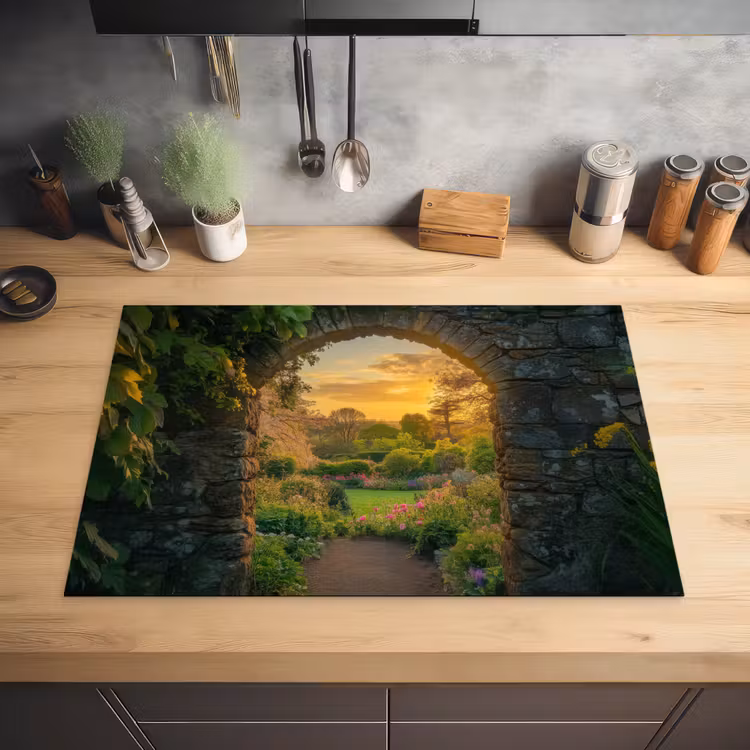Poort - Planten - Zonsondergang Inductie beschermer vinyl 3mm klein -sfeer5