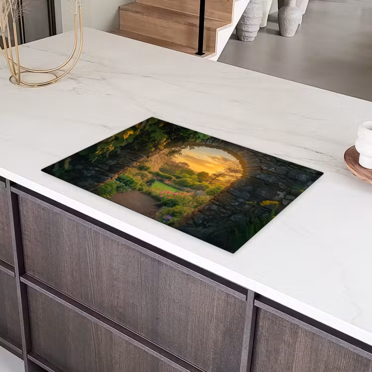 Poort - Planten - Zonsondergang Inductie beschermer vinyl 3mm klein -sfeer8