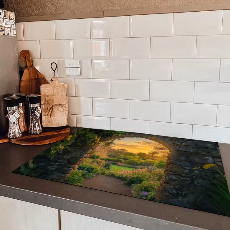 Poort - Planten - Zonsondergang Inductie beschermer vinyl 3mm klein -sfeer3