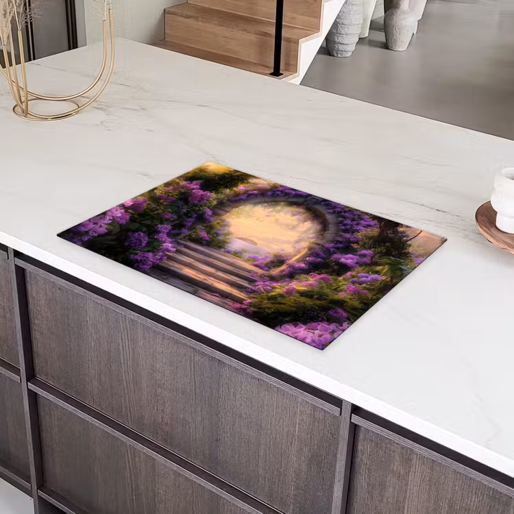 Poort - Paars - Bloemen Inductie beschermer vinyl 3mm klein -sfeer8