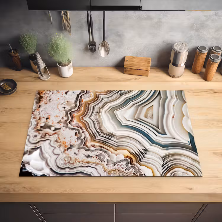 Edelsteen - Marmer - Natuur - Abstract Inductie beschermer vinyl 3mm klein -sfeer5