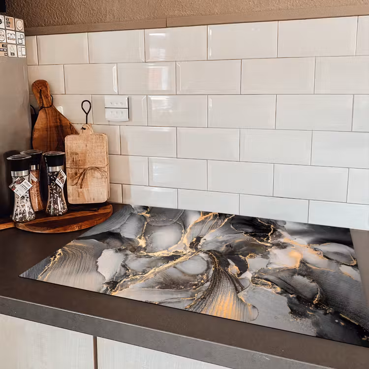 Geologisch Goud op Marmer Inductie beschermer vinyl 3mm klein -sfeer3