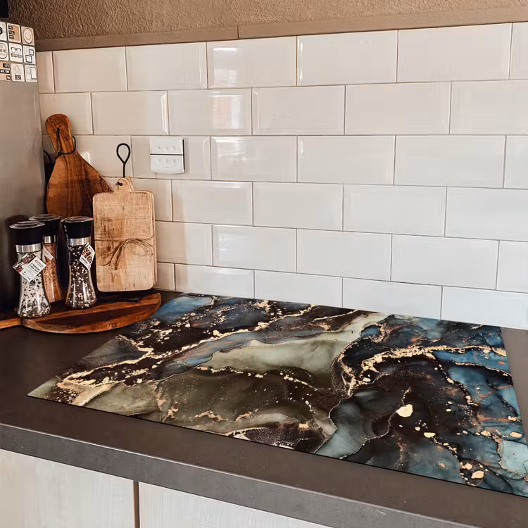 Geologisch Marmeren Wonder Inductie beschermer vinyl 3mm klein -sfeer3