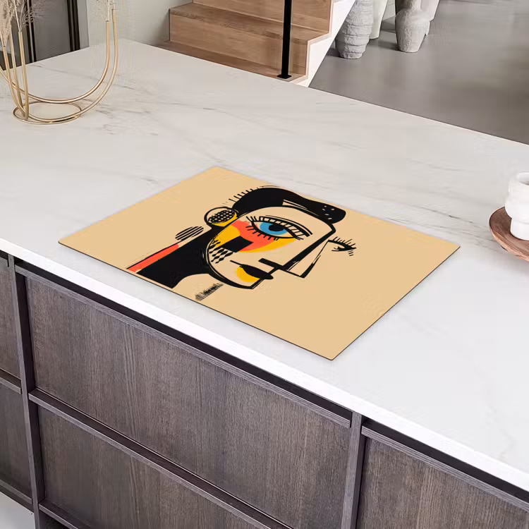 Geometrisch - Felle kleuren - Kubistische stijl Inductie beschermer vinyl 3mm klein -sfeer8