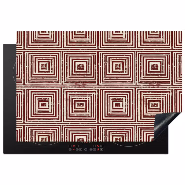Geometrisch - Patroon - Rood Inductie beschermer vinyl 3mm klein 276 -3d
