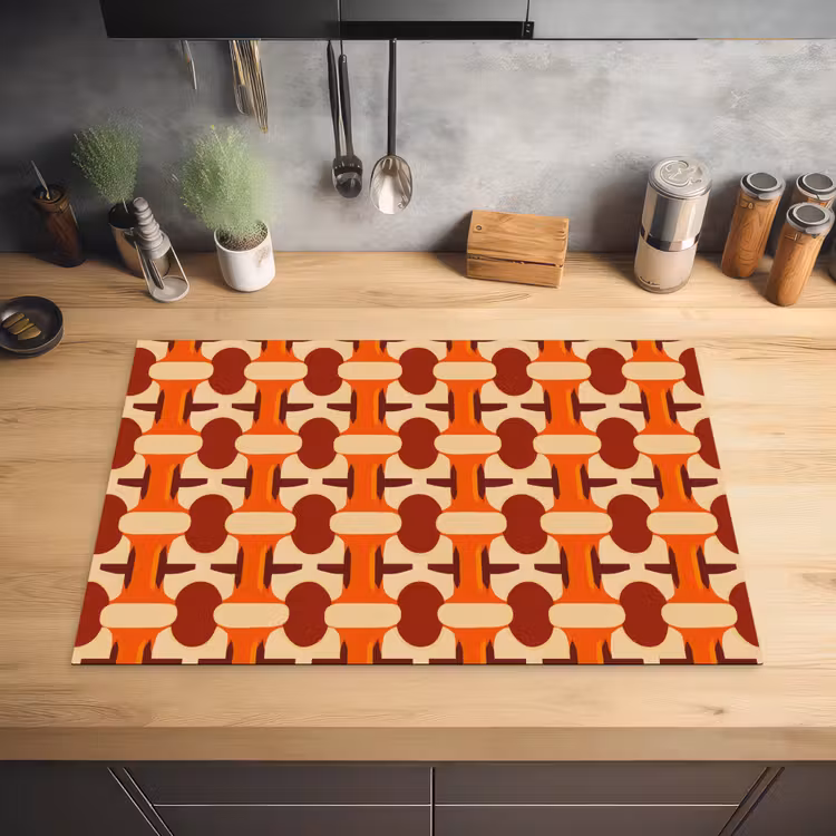 Geometrisch - Retro - Oranje Inductie beschermer vinyl 3mm klein 276 -sfeer5