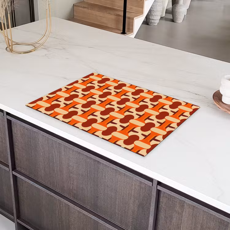 Geometrisch - Retro - Oranje Inductie beschermer vinyl 3mm klein 276 -sfeer8