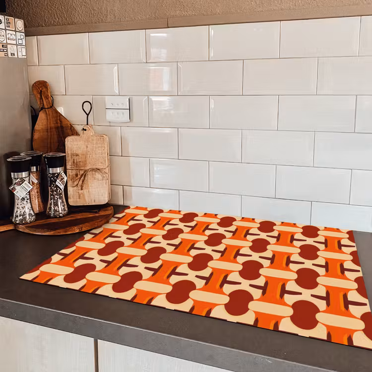 Geometrisch - Retro - Oranje Inductie beschermer vinyl 3mm klein 276 -sfeer3