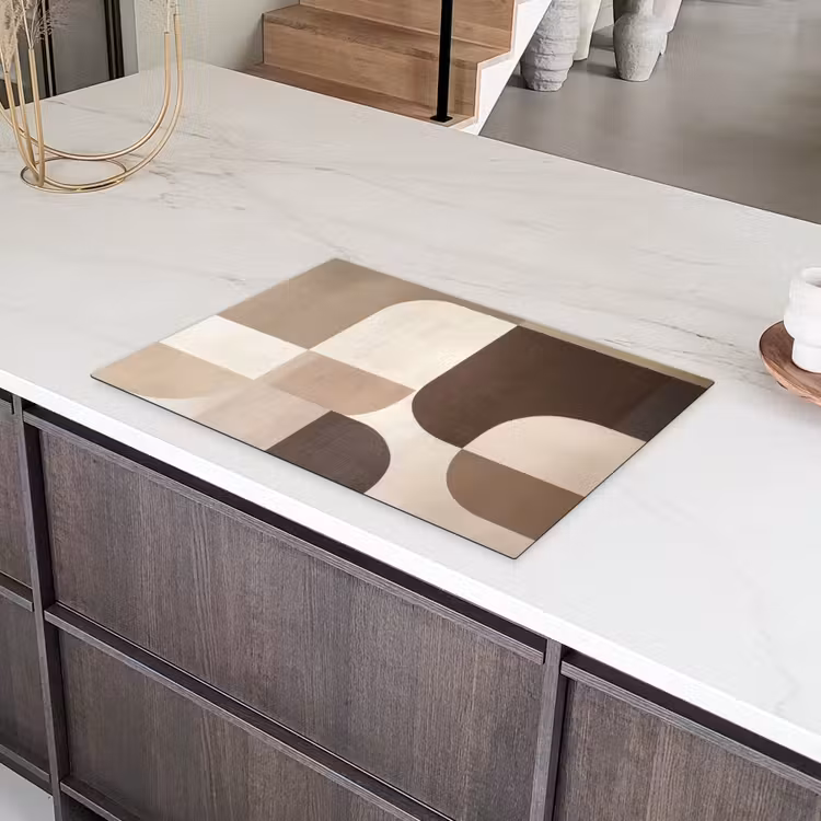 Geometrisch - Geweven structuur - Modern Inductie beschermer vinyl 3mm klein -sfeer8