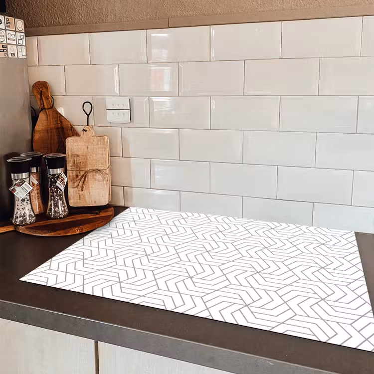 Geometrie - Lijn - Zwart - Wit - Patroon Inductie beschermer vinyl 3mm klein 276 -sfeer3