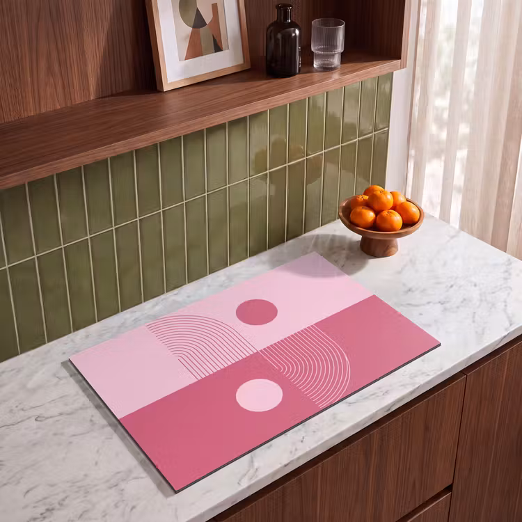 Geometrie - Patroon - Abstract - Roze - Modern Inductie beschermer vinyl 3mm klein -sfeer8