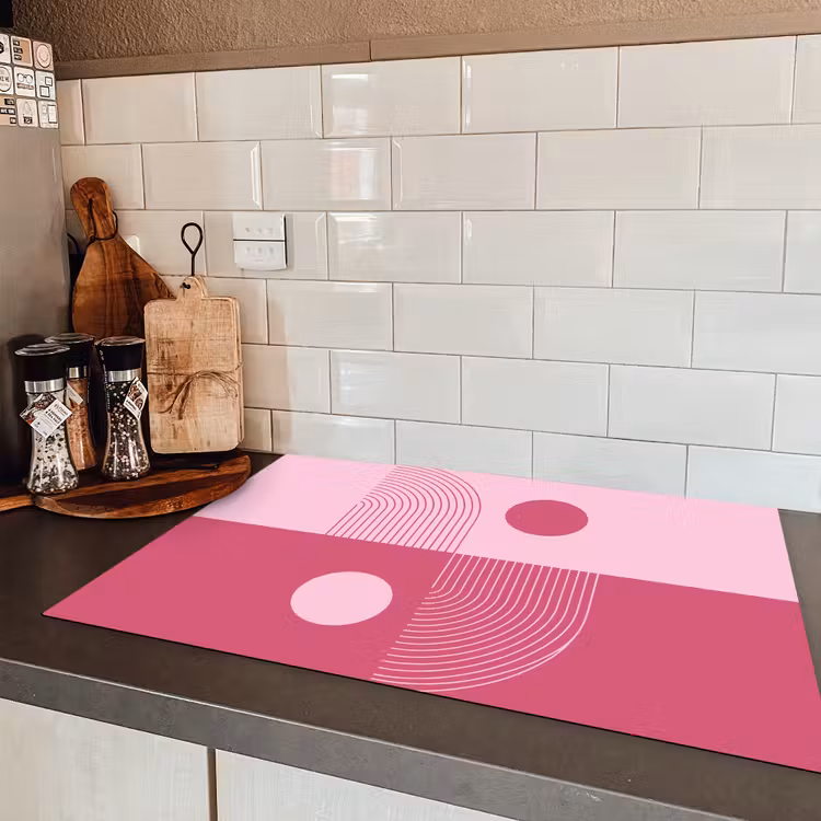 Geometrie - Patroon - Abstract - Roze - Modern Inductie beschermer vinyl 3mm klein -sfeer3