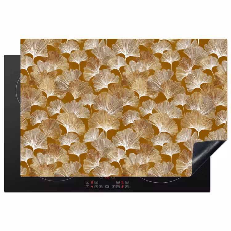 Ginkgo - Bladeren - Goud Inductie beschermer vinyl 3mm klein 276 -3d
