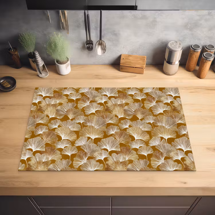 Ginkgo - Bladeren - Goud Inductie beschermer vinyl 3mm klein 276 -sfeer5