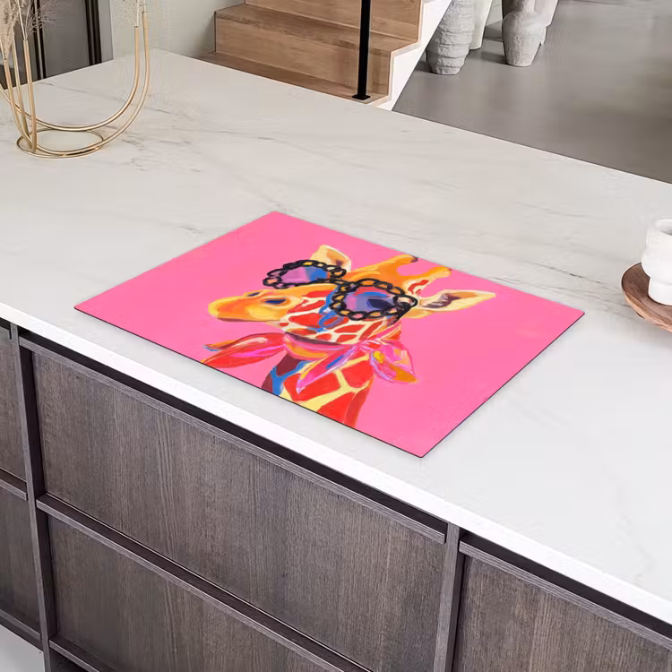 Giraf - Roze - Bril - Sjaal Inductie beschermer vinyl 3mm klein -sfeer8
