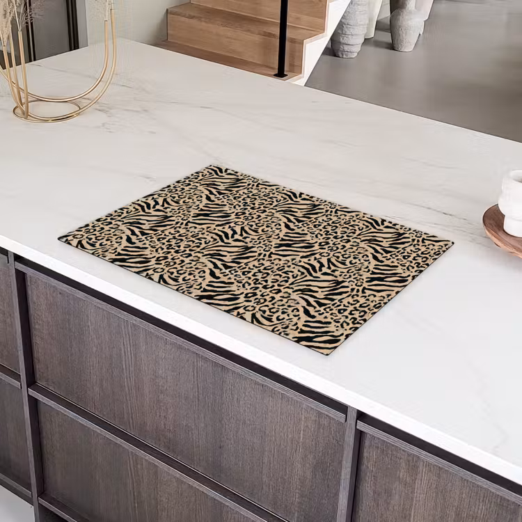 Giraf - Zebra - Motief - Bruin Inductie beschermer vinyl 3mm klein 276 -sfeer8