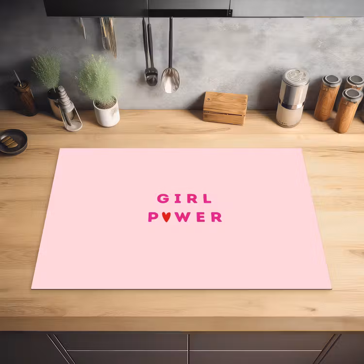 Girl power - Roze - Hartje Inductie beschermer vinyl 3mm klein -sfeer5
