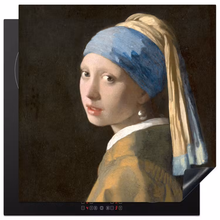 Meisje met de Parel - Schilderij van Johannes Vermeer Inductie beschermer vinyl 3mm middel -3d