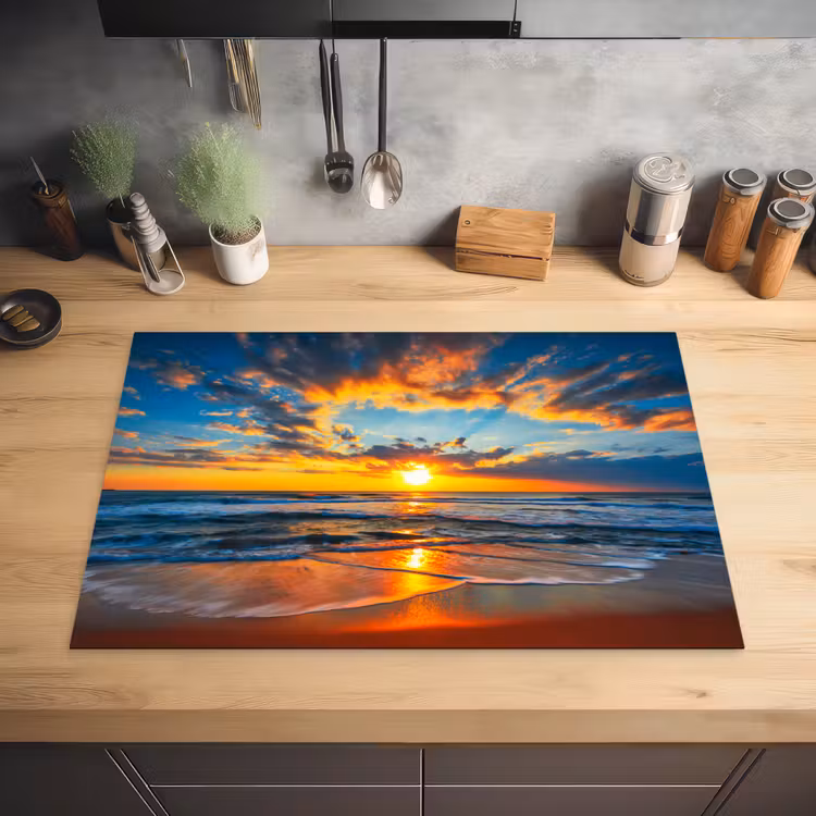 Schittering op de Golven bij Zonsondergang Inductie beschermer vinyl 3mm klein -sfeer5
