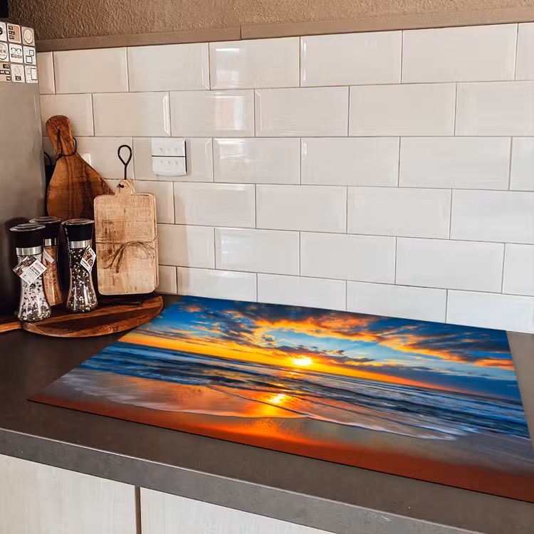 Schittering op de Golven bij Zonsondergang Inductie beschermer vinyl 3mm klein -sfeer3