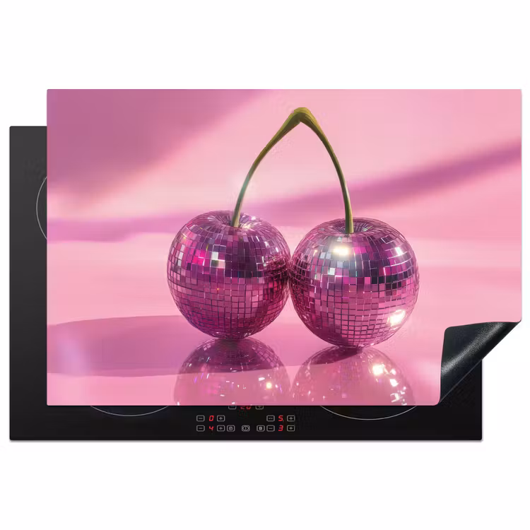 Glitter - Discobol - Roze - Kersen Inductie beschermer vinyl 3mm klein -3d