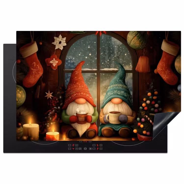 Gnooms - Kerst - Raam - Kleurrijk Inductie beschermer vinyl 3mm klein -3d