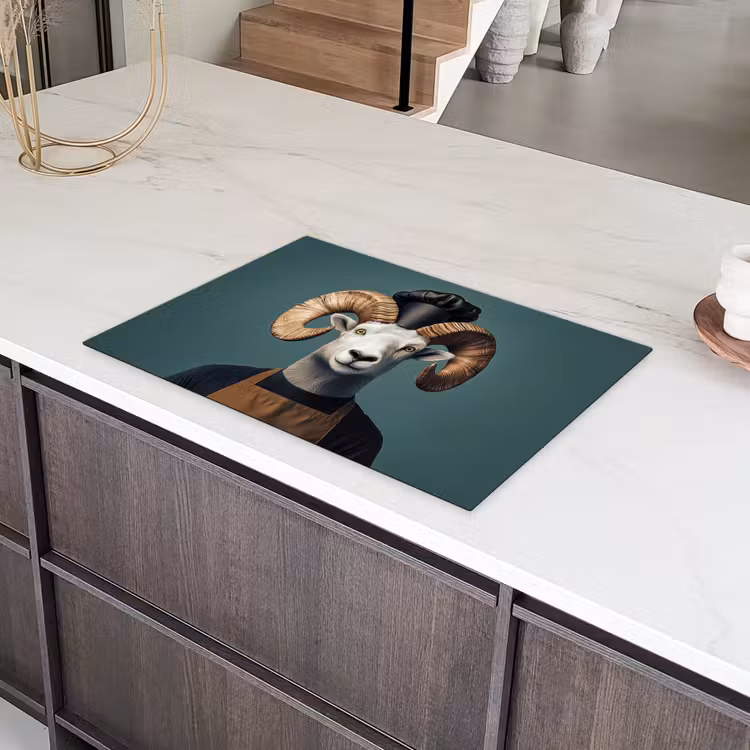 Geit - Hoorns - Kokskleding Inductie beschermer vinyl 3mm klein -sfeer8