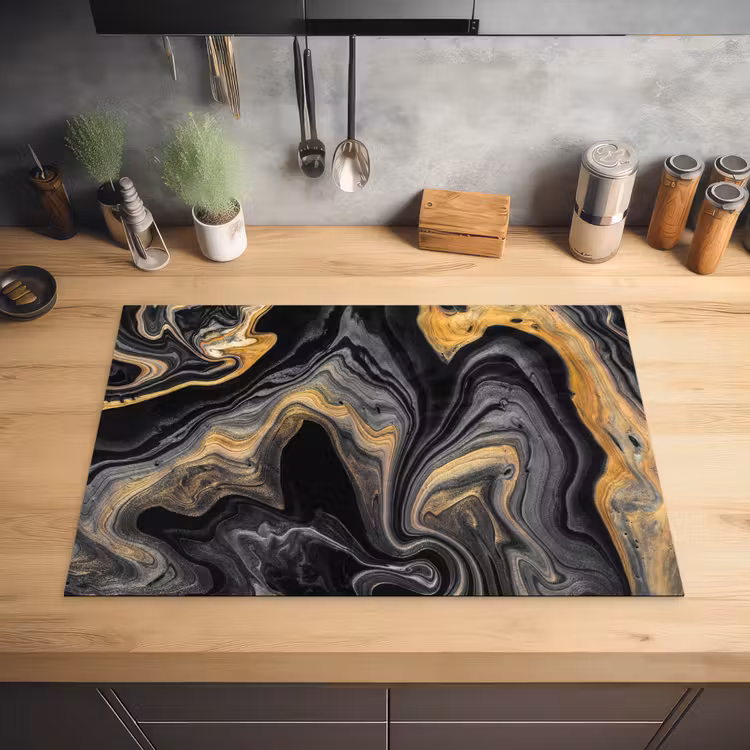 Goud - Marmer - Zwart Inductie beschermer vinyl 3mm klein -sfeer5