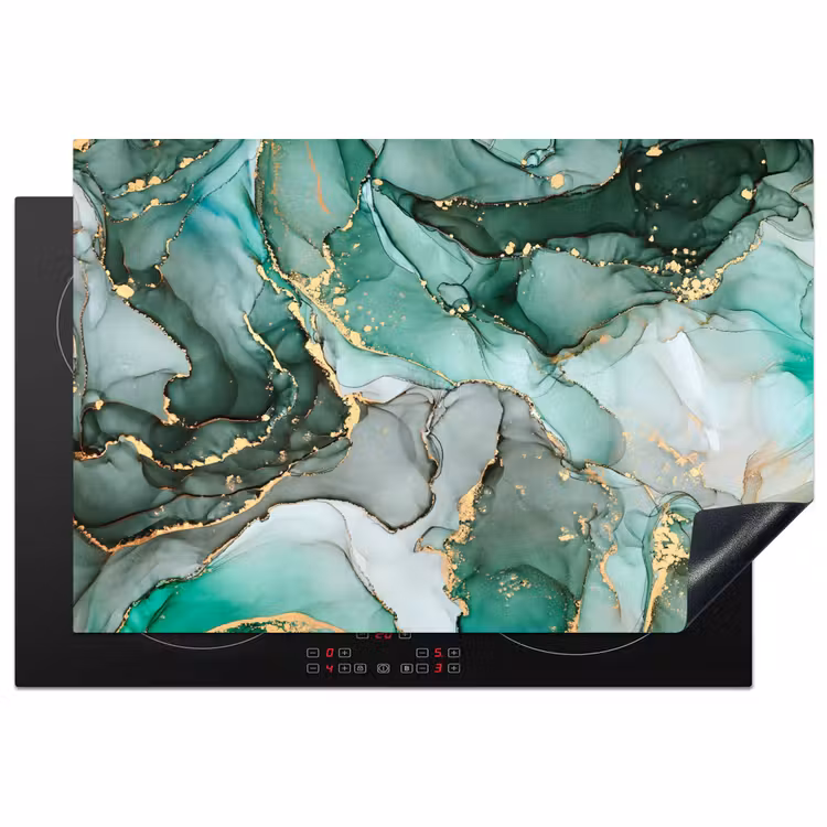 Goud - Marmer - Groen - Luxe - Marmerlook - Grijs Inductie beschermer vinyl 3mm klein -3d