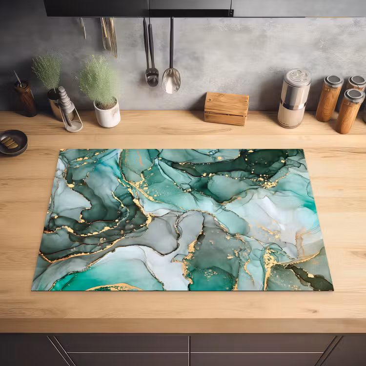 Goud - Marmer - Groen - Luxe - Marmerlook - Grijs Inductie beschermer vinyl 3mm klein -sfeer5
