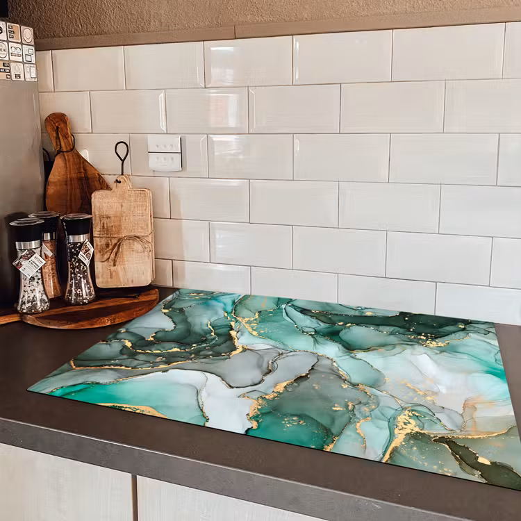 Goud - Marmer - Groen - Luxe - Marmerlook - Grijs Inductie beschermer vinyl 3mm klein -sfeer3