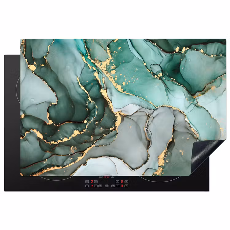 Goud - Marmer - Groen - Luxe - Marmerlook - Grijs Inductie beschermer vinyl 3mm klein -3d