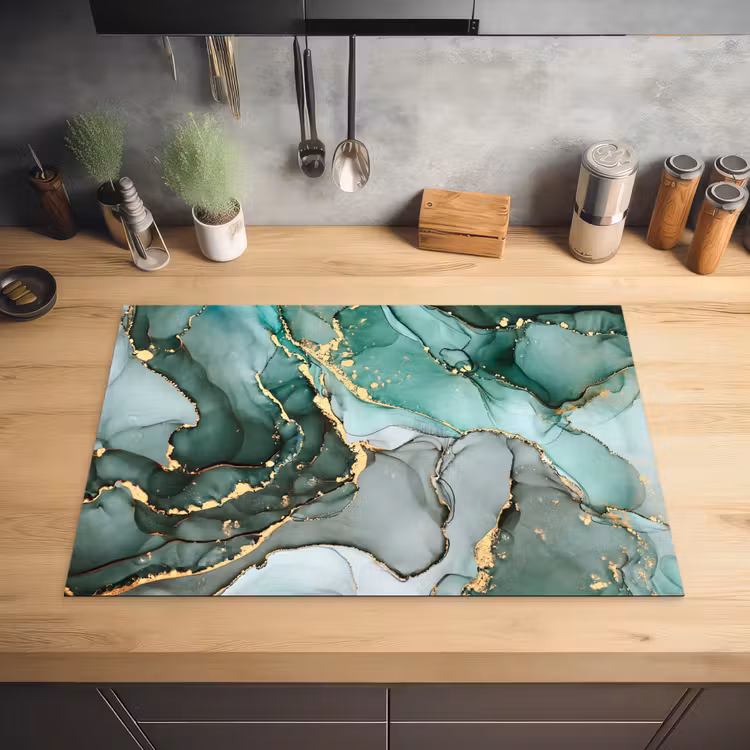 Goud - Marmer - Groen - Luxe - Marmerlook - Grijs Inductie beschermer vinyl 3mm klein -sfeer5