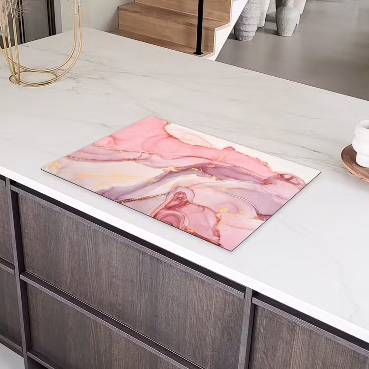 Goud - Marmer - Roze Inductie beschermer vinyl 3mm klein -sfeer8