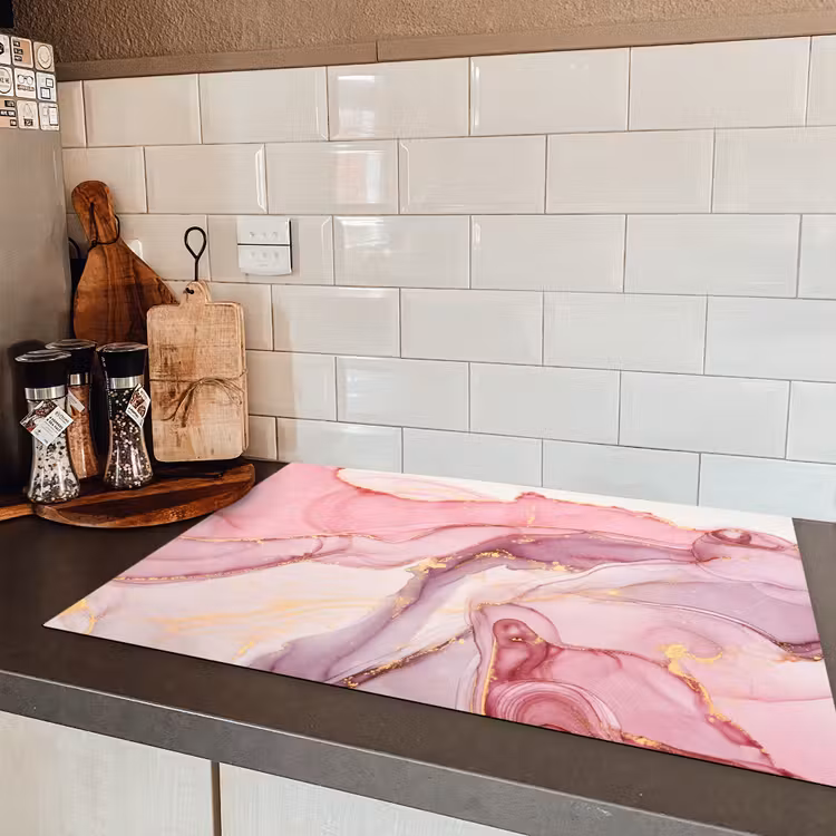 Goud - Marmer - Roze Inductie beschermer vinyl 3mm klein -sfeer3