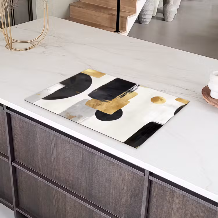 Goud - Rechthoeken - Cirkels - Abstract Inductie beschermer vinyl 3mm klein -sfeer8
