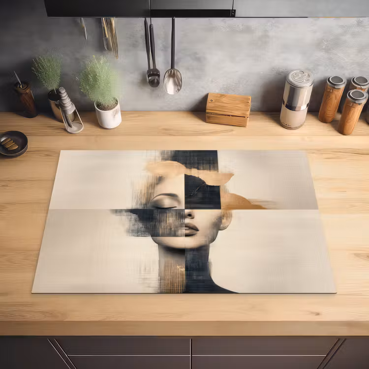 Goud - Vrouw - Rechthoeken Inductie beschermer vinyl 3mm klein -sfeer5