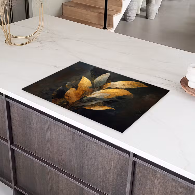 Gouden Bladcompositie – Botanische Luxe Inductie beschermer vinyl 3mm klein -sfeer8