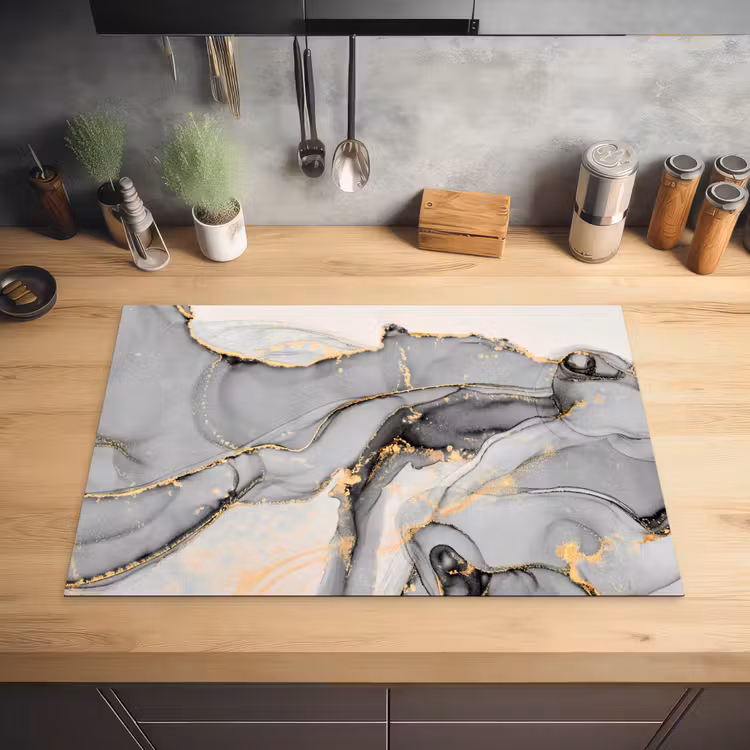 Gouden Rivieren op Marmeren Kusten Inductie beschermer vinyl 3mm klein -sfeer5