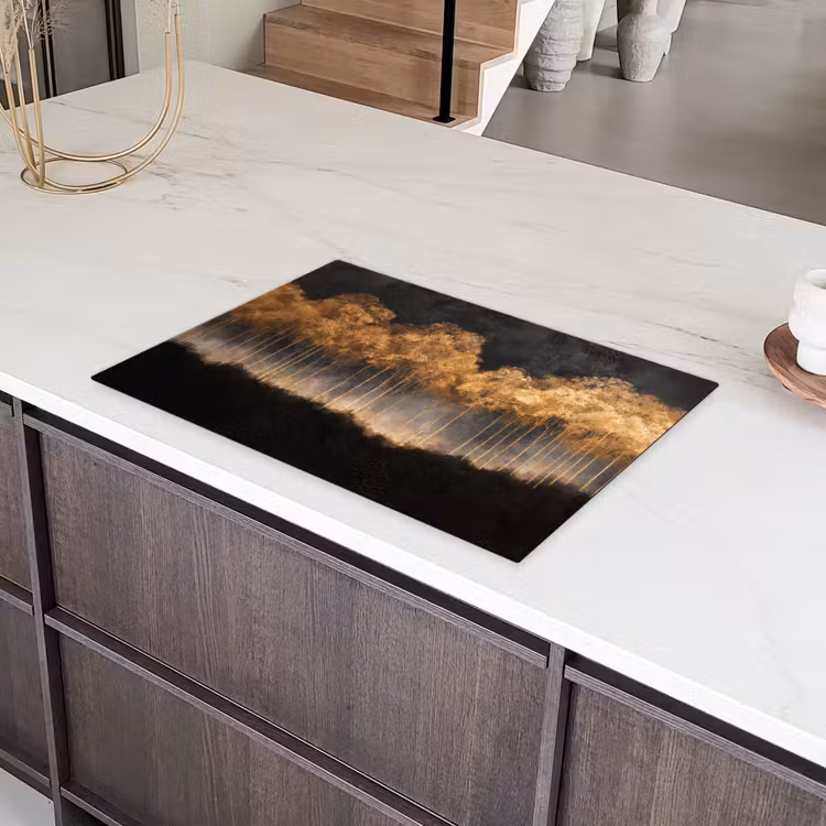 Gouden Bomen in Mistig Landschap Inductie beschermer vinyl 3mm klein -sfeer8