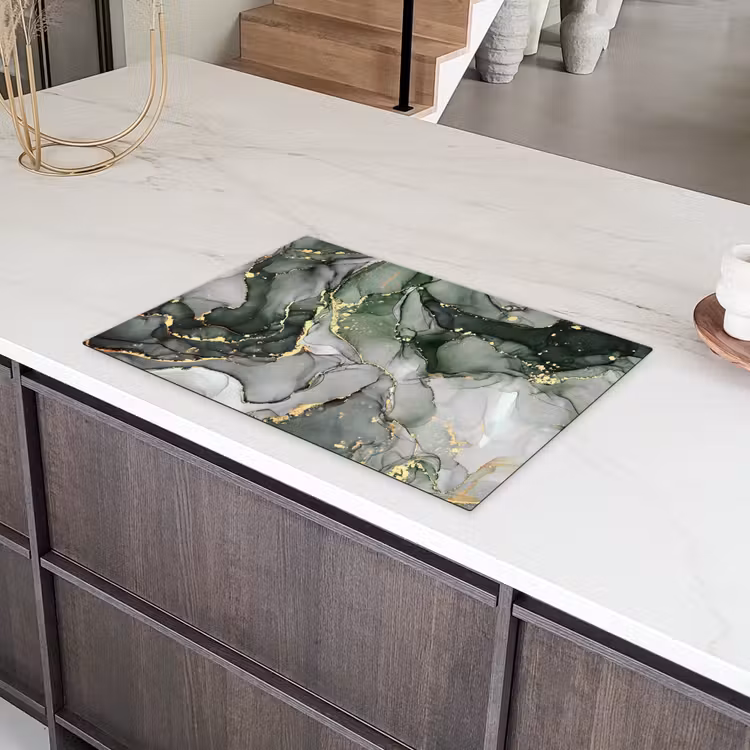 Gouden Aders op Vloeibaar Landschap Inductie beschermer vinyl 3mm klein -sfeer8