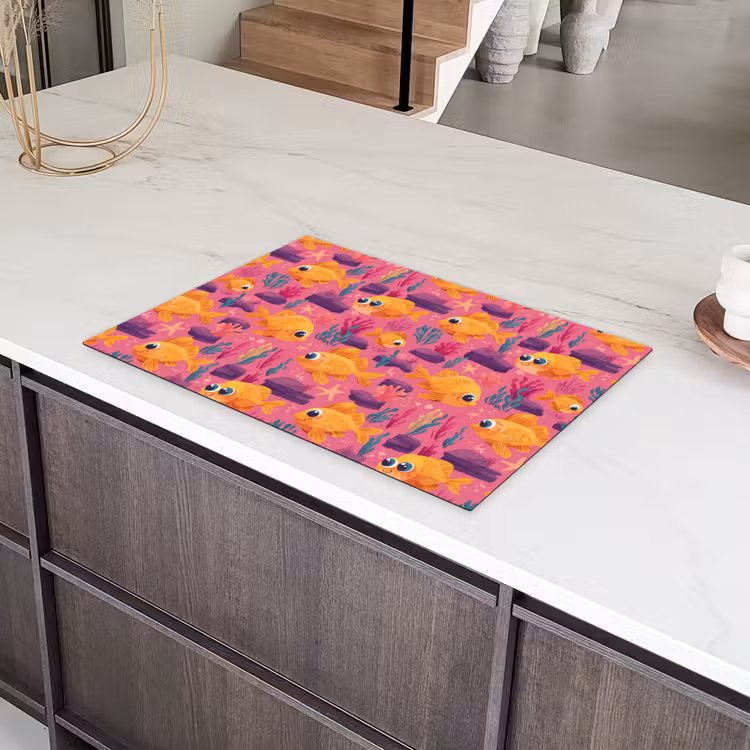 Goudvissen - Koraal - Kleurrijk Inductie beschermer vinyl 3mm klein 276 -sfeer8