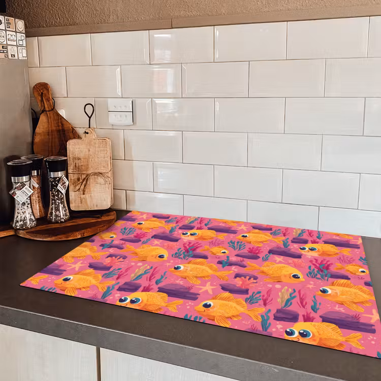 Goudvissen - Koraal - Kleurrijk Inductie beschermer vinyl 3mm klein 276 -sfeer3