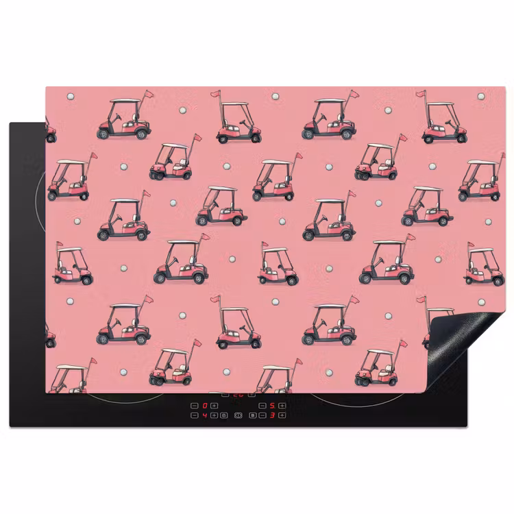 Golfkar - Retro - Roze Inductie beschermer vinyl 3mm klein 276 -3d