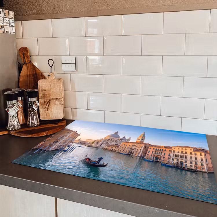 Gondel - Venetië - Kanaal - Stadsgezicht - Avondlicht Inductie beschermer vinyl 3mm klein -sfeer3